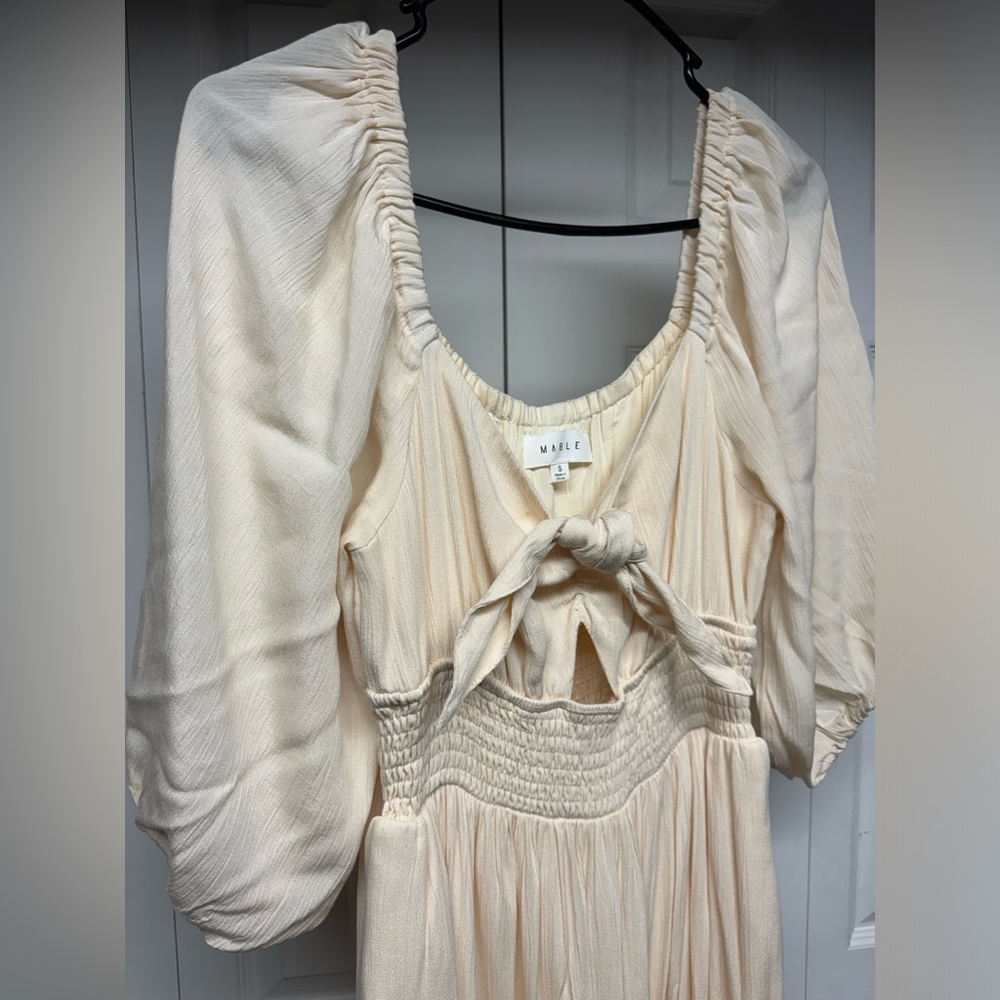 MINKPINK Cream Maxi Dress with Puff Sleeves